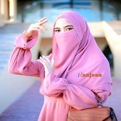 ডায়মন্ড জর্জেট ডাবল লুপ ইনস্ট্যান্ট রেডি হিজাব + নিকাব-Golapi