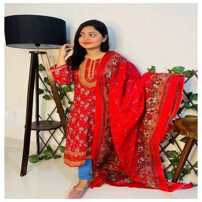 প্রিমিয়াম এমব্রয়ডারি কটন থ্রীপিস সেট